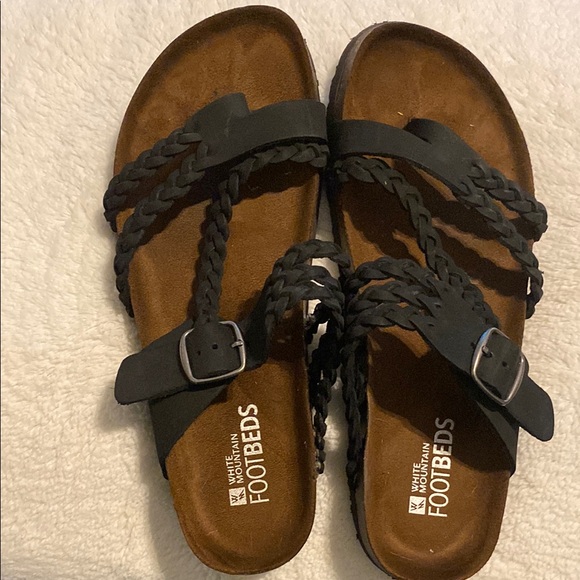 White Mountain Shoes - Woman’s Black Braided Sandals 10m